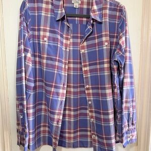L.L. Bean Women’s Purple Plaid Long Sleeve Shirt Button Up Size Large